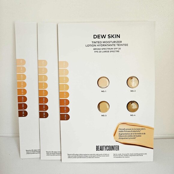 *Beautycounter* Dew Skin Shades #1-4, Tinted Moisturizer Sample Cards x 3- NEW! - Picture 1 of 7